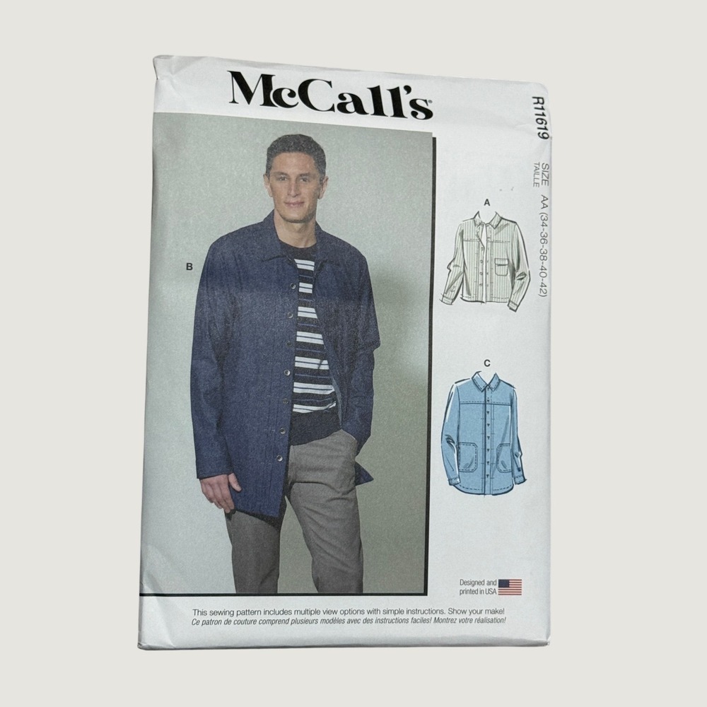 McCall's R11619 Men's Jacket Sewing Pattern Size 34-42 Utility Streetwear Chore